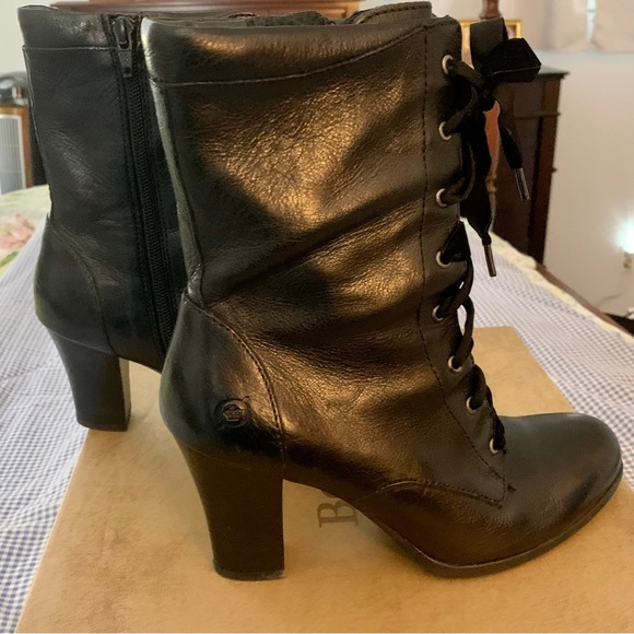 Born “Fleming” LaceUp 2.5” Block Heel Women’s Leather Boots 6.5M - Picture 4 of 16